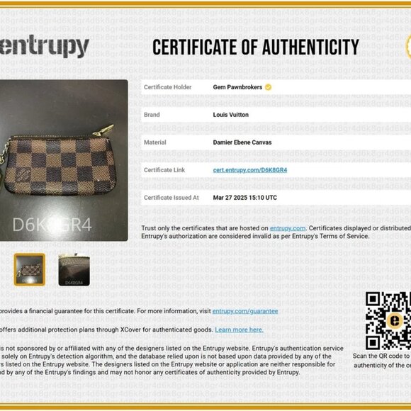 Louis Vuitton Damier Canvas Pochette Cles Key Pouch - Brown - Picture 2 of 16